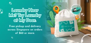Fresh laundry bag delivered to a Singapore front door